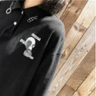 Print Long-sleeve Loose-fit Polo-shirt