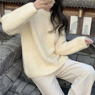 Rib Knit Sweater Beige - One Size