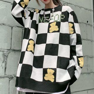 Checkerboard Print Sweater
