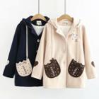 Embroidered Patched Fleece-lining Coat