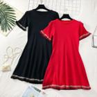 Fringed-trim Embroidered A-line Dress