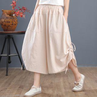 Cropped Drawstring Elastic-waist Wide Leg Pants