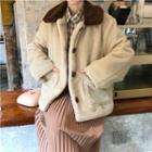 Fleece Collar Jacket Almond - One Size
