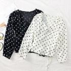 Polka-dot Wrapped Chiffon Top