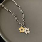 Flower Pendant Alloy Necklace Xl1505 - Silver - One Size