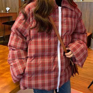 Furry Hood Loose-fit Padded Coat As Shown In Figure - One Size