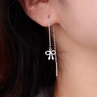 Ribbon Drop Earring Box Set With Gift Box - 1 Pair - Silver - One Size