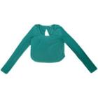 Long-sleeve Round-neck Back Cut-out Plain Top