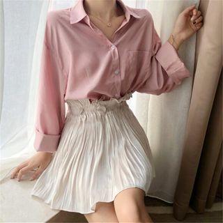 Plain Shirt / Accordion Pleat A-line Skirt
