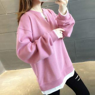 Long Sleeve Mock Two-piece Sweatshirt
