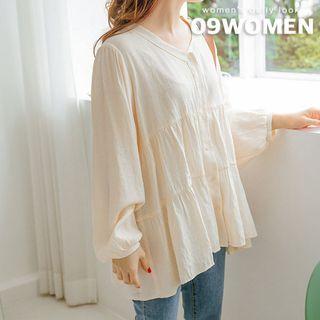 Plus Size Balloon-sleeve Tiered Blouse