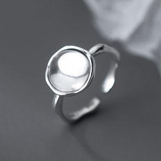 Glass Bead Sterling Silver Open Ring 1 Pc - Silver - One Size