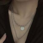 Alloy Disc Pendant Necklace 0400 - Necklace - One Size