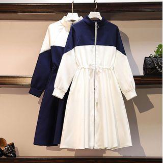 Two Tone Midi A-line Sweatshirt Dress