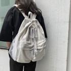 Mesh Pocket Drawstring Canvas Backpack