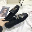 Square-toe Furry Loafers