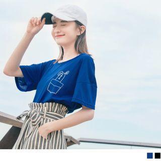 Rabbit Print Short-sleeve Round Neck T-shirt