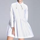 Faux Pearl Loose Fit Shirtdress