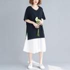 Elbow-sleeve Mock Two-piece Dress As Shown In Figure - One Size