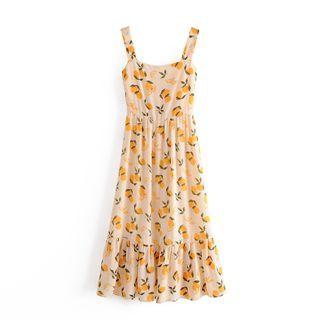 Fruit-print Ruffle Trim Tank Dress