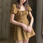 Puff-sleeve Wide-leg Romper