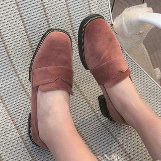 Plain Chunky Heel Loafers