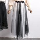Colorblock Mesk A-line Skirt