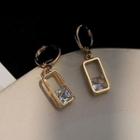 Rhinestone Alloy Rectangle Dangle Earring 1 Pair - Gold & White - One Size