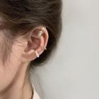Set Of 3: Faux Pearl / Wavy Alloy Cuff Earring (various Designs) Set Of 3 - Gold - One Size