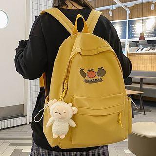 Set: Cartoon Print Backpack + Bag Charm