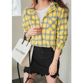 Tall Size Pocket-front Plaid Shirt