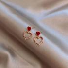 Heart Alloy Dangle Earring 1 Pair - Red - One Size