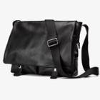 Faux Leather Foldover Messenger Bag Black - One Size