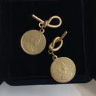 Coin & Knot Dangle Earring 1 Pair - Coin - Gold - One Size