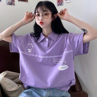 Short-sleeve Paw Print Polo Shirt