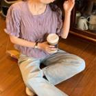 Drawstring Ruffle-hem Short-sleeve Blouse