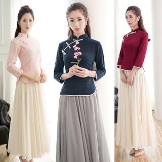 Set: 3/4-sleeve Top + A-line Maxi Skirt