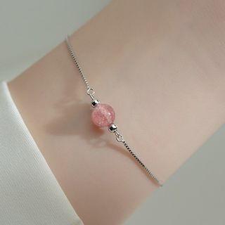Faux Crystal Bracelet 1 Pc - S925 Silver - Silver & Pink - One Size