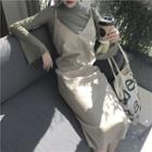 Set: Long-sleeve T-shirt + Strappy Midi A-line Dress