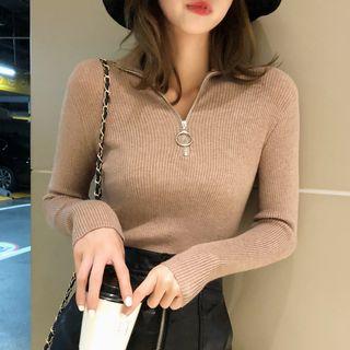 Half Zip Long-sleeve Knit Top