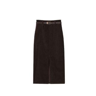 Belt Midi A-line Skirt