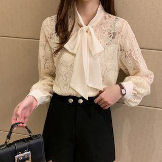 Bow-neck Lace Blouse