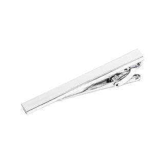 Simple Classic Geometric Rectangular Tie Clip Silver - One Size