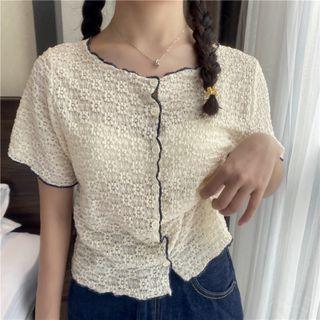 Short-sleeve Lettuce Edge Blouse