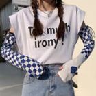 Drawstring-cuff Print Oversleeves
