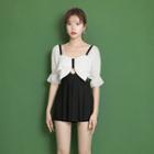 Puff-sleeve Bow Swimdress / Swim Bottom / Swim Skirt / Set