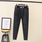 Lettering Waistband Tapered Jeans