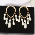 Alloy Faux Pearl Fringed Earring Gold - One Size
