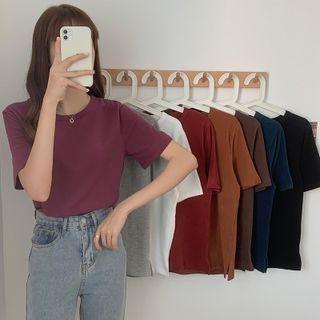 Round Neck Plain Short Sleeve T-shirt