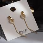 Rhinestone Hoop & Bar Dangle Earring 1 Pair - As Shown In Figure - One Size